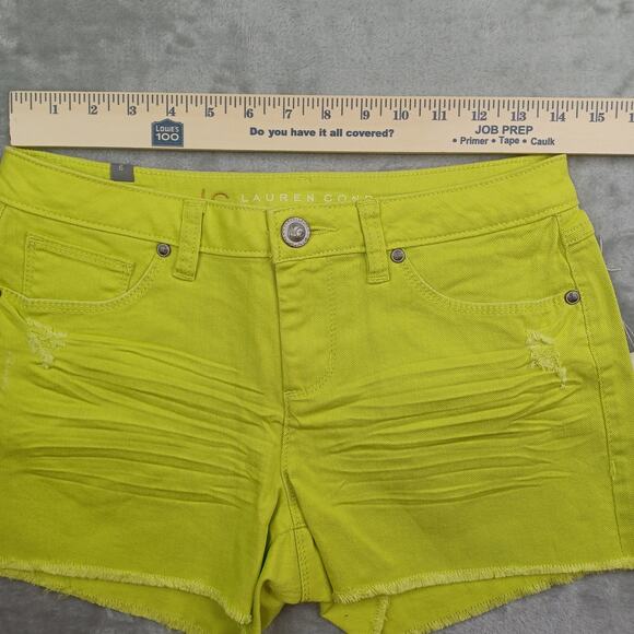 Lauren Conrad Denim Jean Shorts Womens Size 6 Lime Cutoff 3" Mid Rise Distressed - Picture 8 of 11